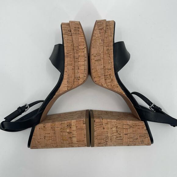NEW STEVE MADDEN Warped Heels Size 10 Platform Leather Black Cork Y2K Inspired - Picture 9 of 12